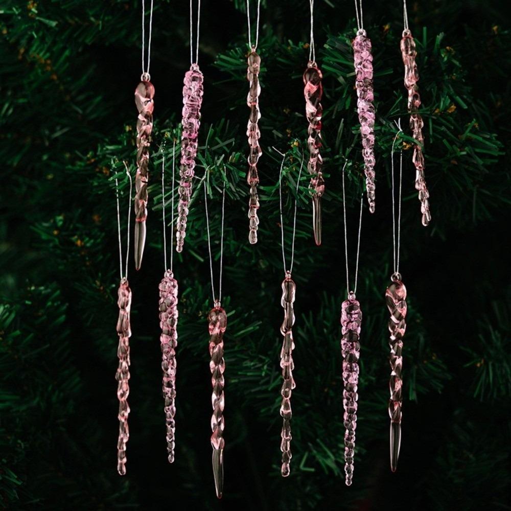 Acrylic Christmas Tree Ornaments Crystal Clear Hanging Pendants Ice Cone Pendant Creative Transparent Icicle Decorations