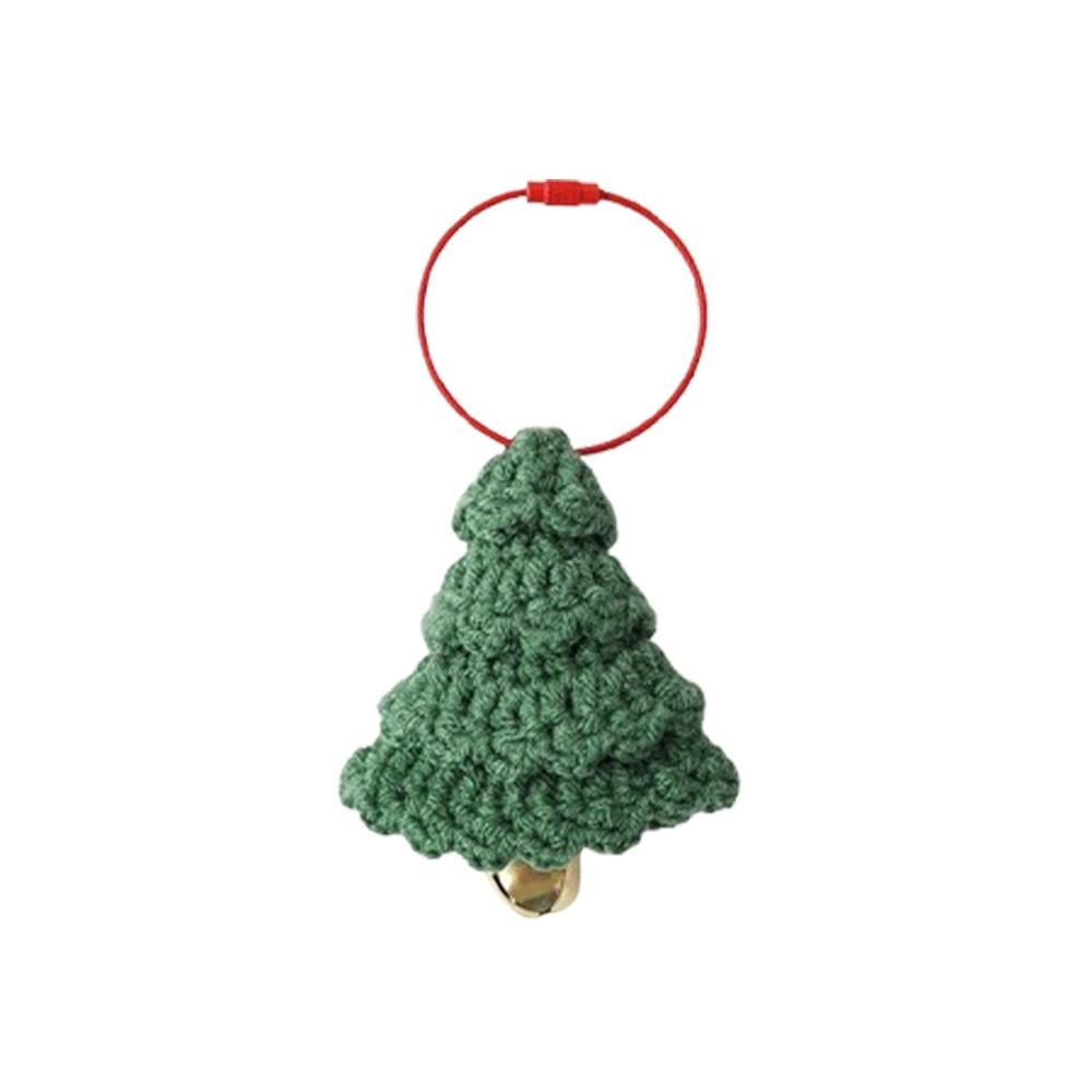Yarn Weaving Christmas Hanging Ornament Handmade Knitted Cartoon Christmas Tree Bell Snowflake Bell Xmas Tree Pendant