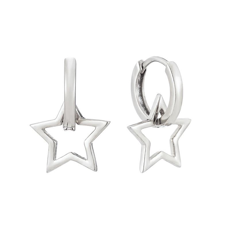 S925 Silver Needle Geometric Star, Moon, Lightning, and Sunflower Trendy Earrings