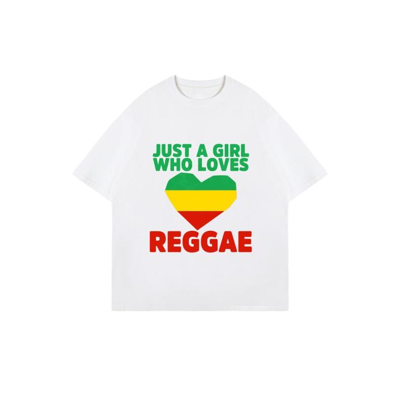 Oversized T Shirt Black Just A Girl Who Loves Reggae With Rasta Heart Print Casual Streetwear For Women Music Festival Party Wear