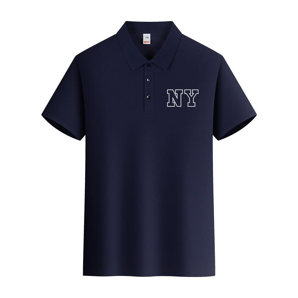 Ny Logo In Capital Letters Mens Polo T Shirts Clothes Short Sleeve Loose Crewneck T-Shirt Breathable Top