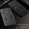 For Xiaomi 13 13Pro 13Lite 13Ultra Fine-Hole PU Cow Pattern Leather Outer Magnetic Ring Soft Edge Anti-Drop Phone Case
