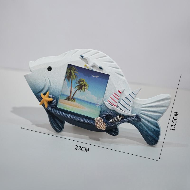 Holz Seestern Fisch Steuermann Fotorahmen im mediterranen Stil Desktop Dekoration Bar Kindergarten Fotowand Dekoration