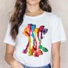 Kpop Fashion Cosmetics 3D Nail Polish Print Tees Women Y2K Tops Summer White Loose Short Sleeve O-Neck Female T-Shirts Blouses
