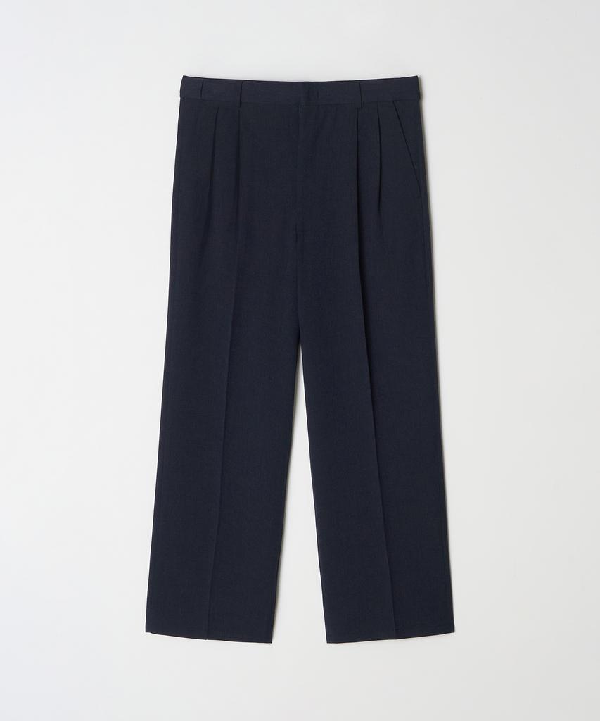 TRADCLUB Hidden Elastic Waist Double-Pleat Wide Slacks (Type A)