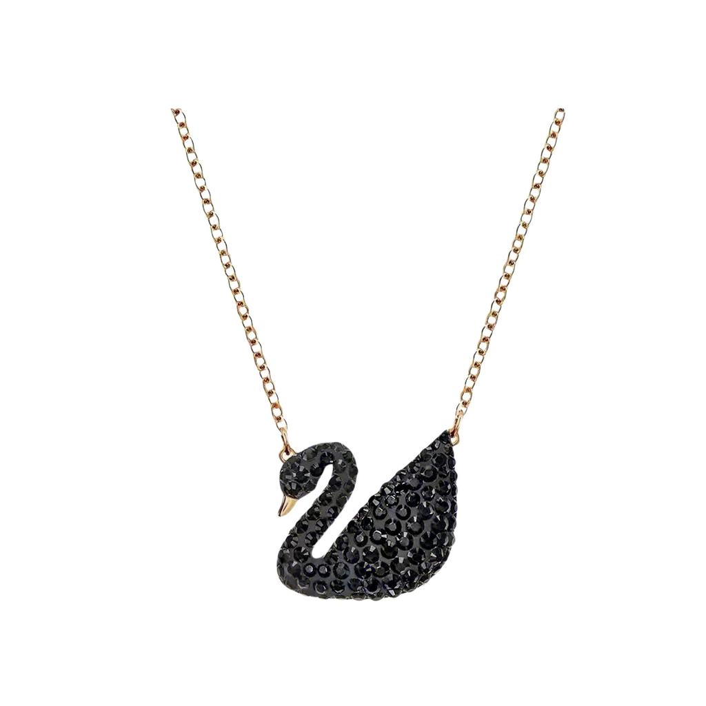 Swarovski Black Swan Large Crystal Rose Gold Plated Imitation Crystal Necklace Women Necklace 5204134