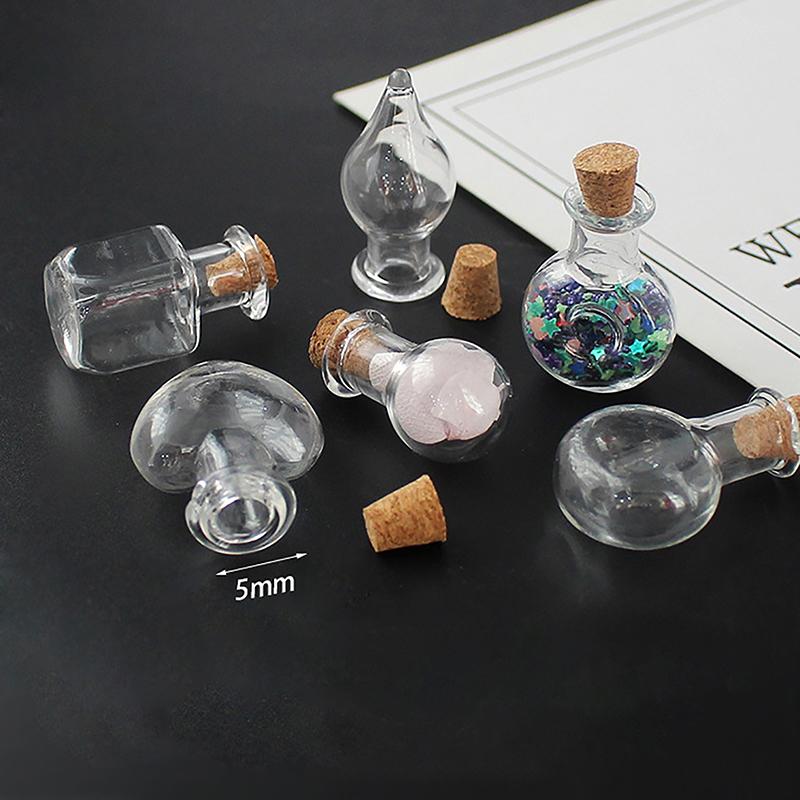 10Pcs Glass Bottles Miniature Bottle Mini Cork Glass Vials Diy Mini Wishing Drifting Bottle Wedding Party Decor Glass Jars