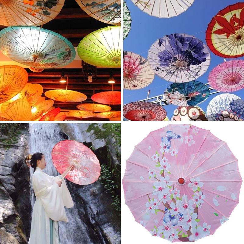 1Pc Japanese Style Colorful Cherry Blossom Vintage Stage Performance Props for Festival Accessories 56cm Umbrella Silk Cloth