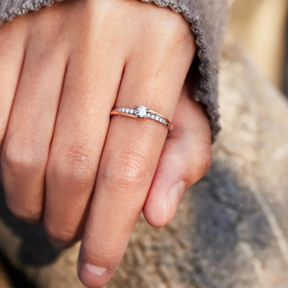 925 Sterling Silver Two Tone Rings for Women Fashion Jewelry Inlaid Zircon Luxury Engagement Bands Wedding Gifts