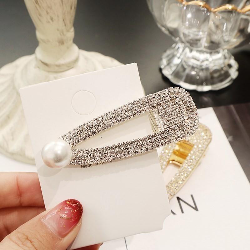 Luxury Full Crystal Pearl Hair Clips Pins Fashion Geometric Waterdrop Rectangle Duckbill Clip For Women Girls Hair Accessories