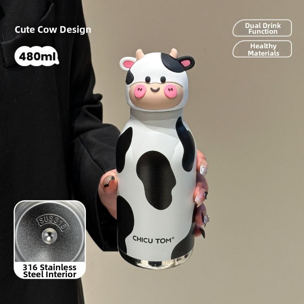 Cartoon Animal Shapes Insulated Water Bottle 480ml Vacuum Insulated Bottle  for Daily Use