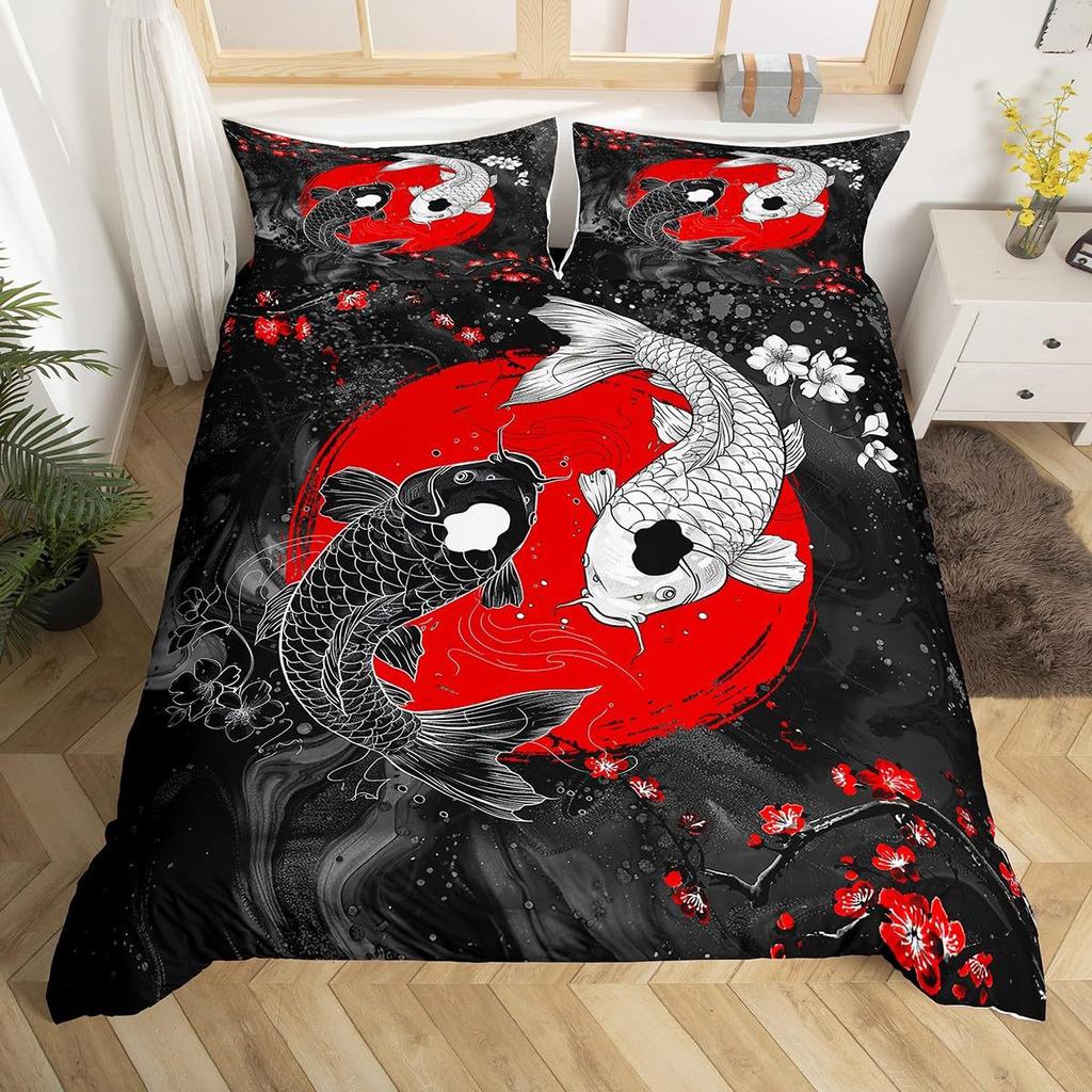 Japanese Samurai Duvet Cover Pillowcase 3D Pattern Sakura Mount Fuji Bedding Set Adult Bedroom Decoration Single Double Large