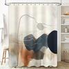 Artistic Black White Shower Curtain for Bathroom Decor Geometric Design in Beige, Brown, Grey Navy Blue Colors (180 x 240 cm)
