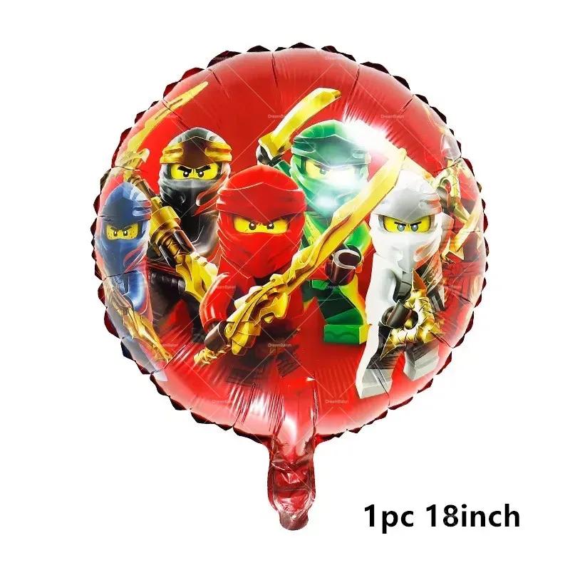 Ninjaed Go Balloons Happy Birthday Banner Legoed Party Decoration Supplies Backdrop Cake Topper Kids Spiral Disposable Tableware