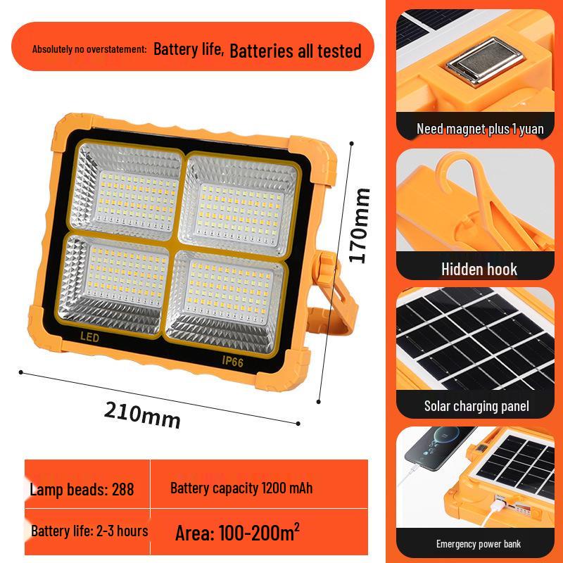 Multifunctional Solar-Powered Outdoor Floodlight and Emergency Charger