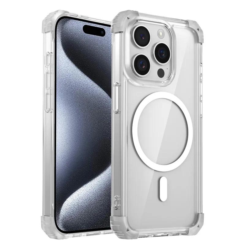 Armor Shockproof Magnetic Wireless Charging Transparent Case For iPhone 17 16 14 13 12 11 15 Pro Max Plus 17Air Magsafe Cover