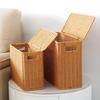 Schmale Hohe Aufbewahrungsbox Mit Deckel Kunststoff Weidenkorb-Optik Wohnzimmer Ecksofa Seitenspalt Magazin-Organizer