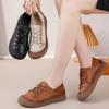 Genuine Cowhide Mom Shoes, Round Toe Versatile Casual Leather Shoes, Spring Summer Soft‑Sole Wear‑Resistant Flat Loafers for Women SA‑1011