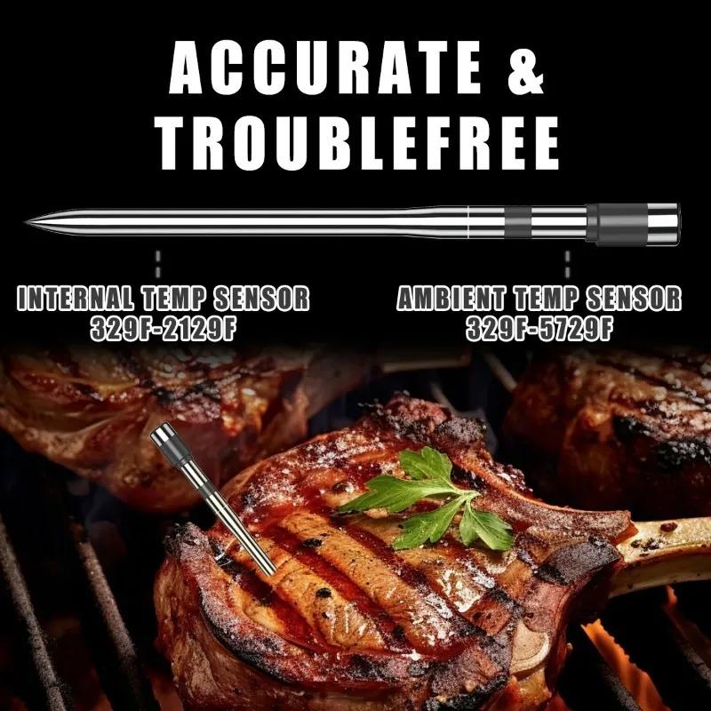 Pro Kitchen Meat Thermometer Bluetooth Wireless Smart BBQ Monitor High Temp Probe Cooking Food Temperature Precision Control