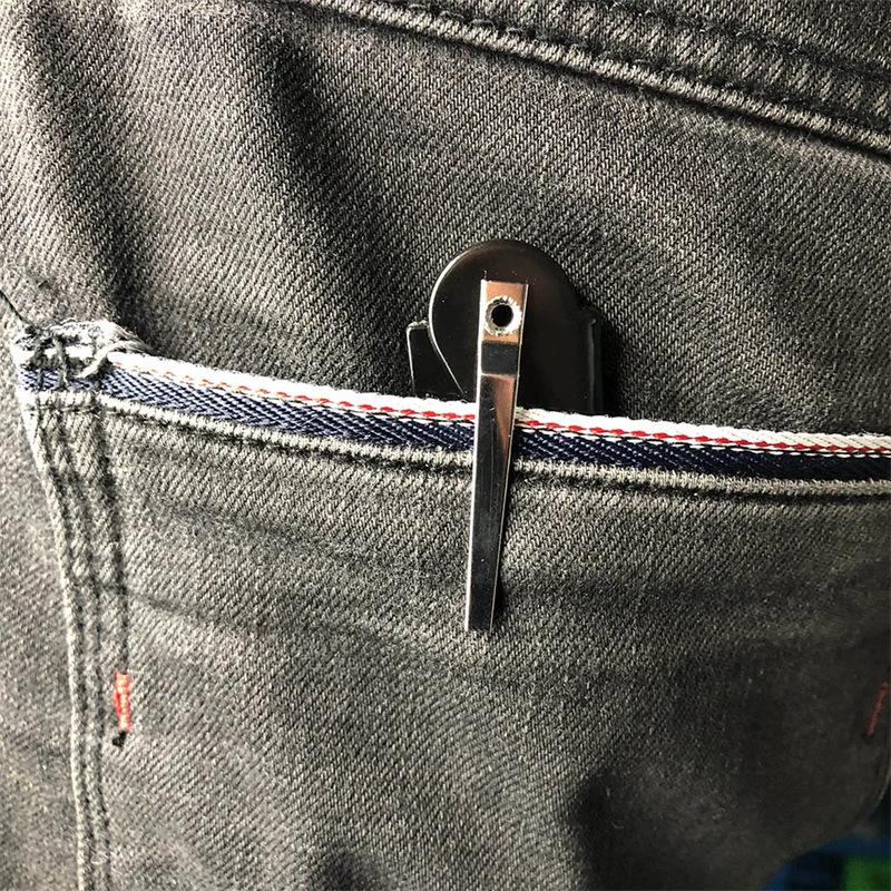 Black Pocket Folding Comb, Knife-Shaped Pompadour Comb with Clip, Portable Beard Comb