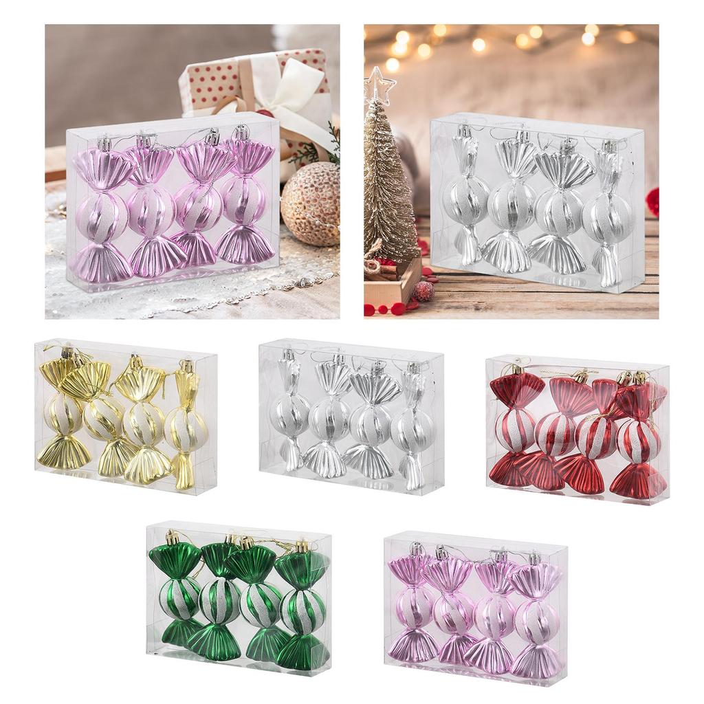 4 Pieces Christmas Candy Pendant Decoration Lovely Christmas Tree Ornaments with Rope for Birthday Festival Celebration