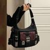 Dívčí velkokapacitní crossbody taška, ležérní vintage crossbody taška s více kapsami, kontrastní barva, Y2K, na cestování, nakupování, dojíždění