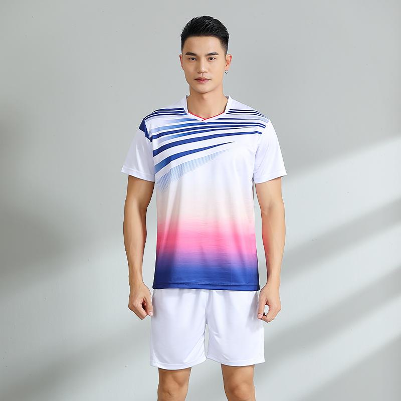 Badminton Clothes Outfit Mens and Womens Latest Short Sleeve Top Printed Tennis Table Tennis Activewear Quick-Drying