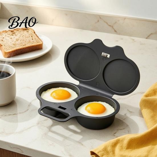 Cuiseur d'œufs au micro-ondes Double cavité Pochoir avec couvercle et poignée, Plastique de qualité alimentaire Outil facile pour le petit-déjeuner Cuiseur vapeur, Cuisson sans huile Non déformable Réutilisable