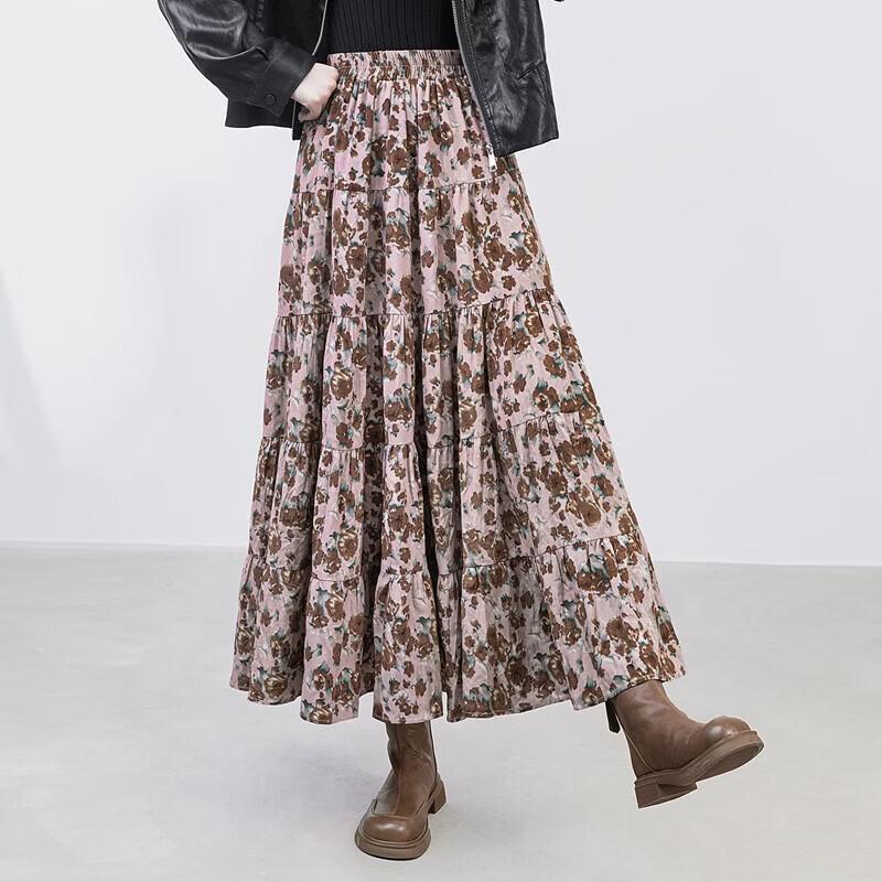 Dámská květinová maxi sukně s vysokým pasem a elastickým pasem