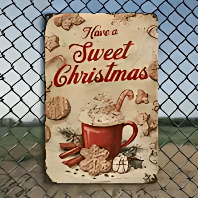 Vintage Merry Christmas Metal Sign, Retro Holiday Wall Decor 20x30cm