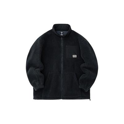 Jaqueta Life Series Forrada com Lã com Estampa de Letras nas Costas e Gola Alta com Zíper Jaqueta Masculina Preta 952238611-2