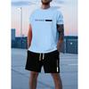 2026 Set Casual da Uomo Abbigliamento Estivo Top a Maniche Corte Color-Block Pantaloncini Larghi con Coulisse Ensemble alla Moda Streetwear