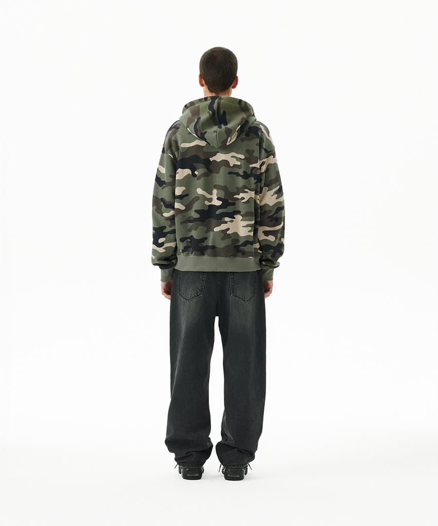 Mahagrid Camo Applique Zip Up Hoodie Green(Mg2Ffmm499A)