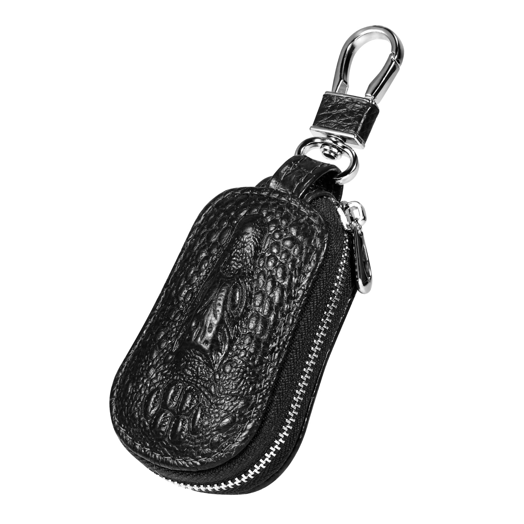 

Annhua Women s Smart Key Case, Leather, Key Case, Unisex, Compatible with Smart Keys, Carabiner, Prevents Fall, Black чорний