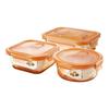 VISIONS Corning EKCO Amber Glass Food Storage 3-Piece Set