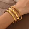 Gold Diamond Inlaid Stainless Steel Wave Pattern Bracelet - High-End Fashion Jewelry