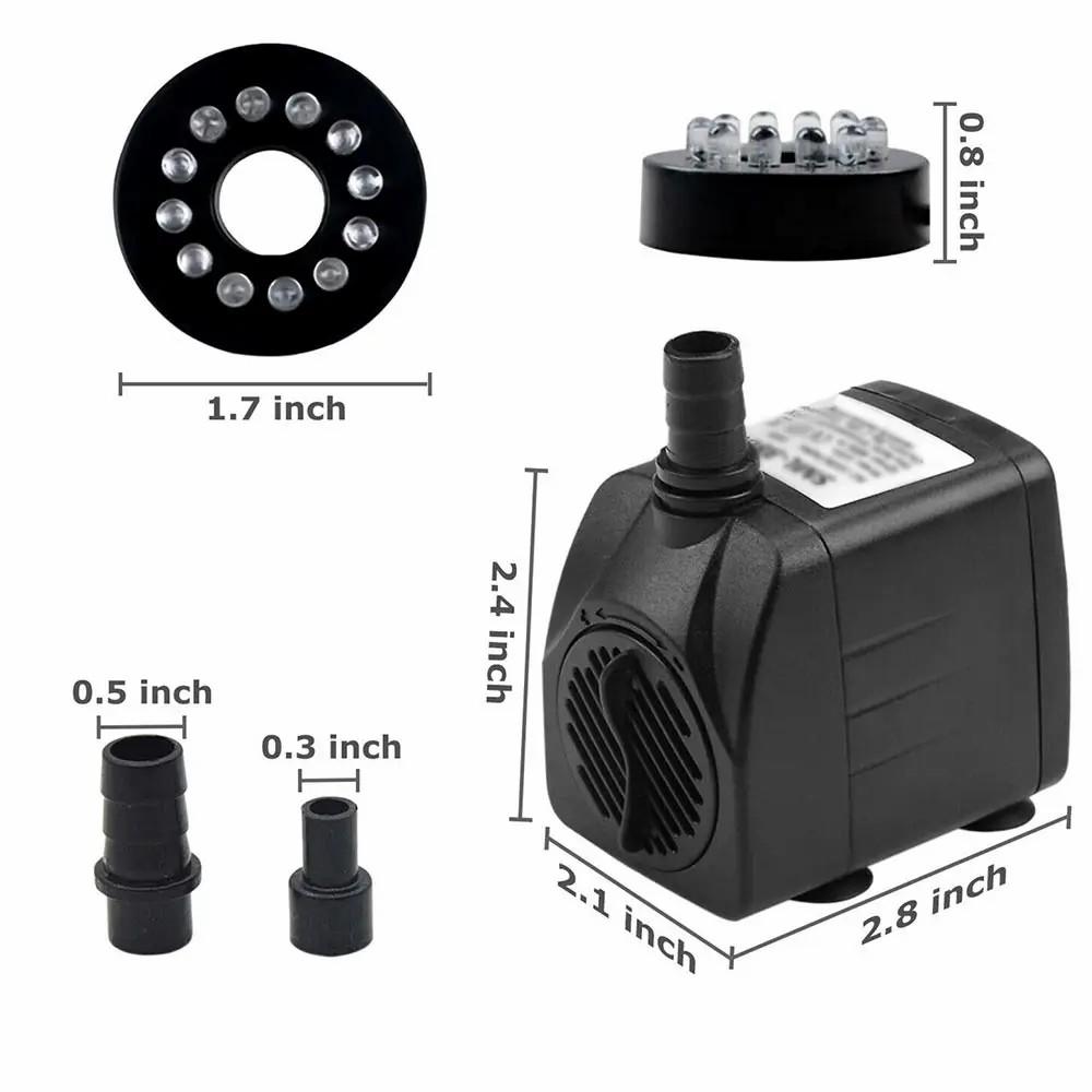 D5 Submersible Water Pump With 12 Led 15w Underwater Lights Noise Reduction Fountain Swimming Pool Pond Tank Electric Water Pump