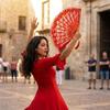 Flower Carving Chinese Style Fan with Tassel Dance Hand Fan  Home Decoration