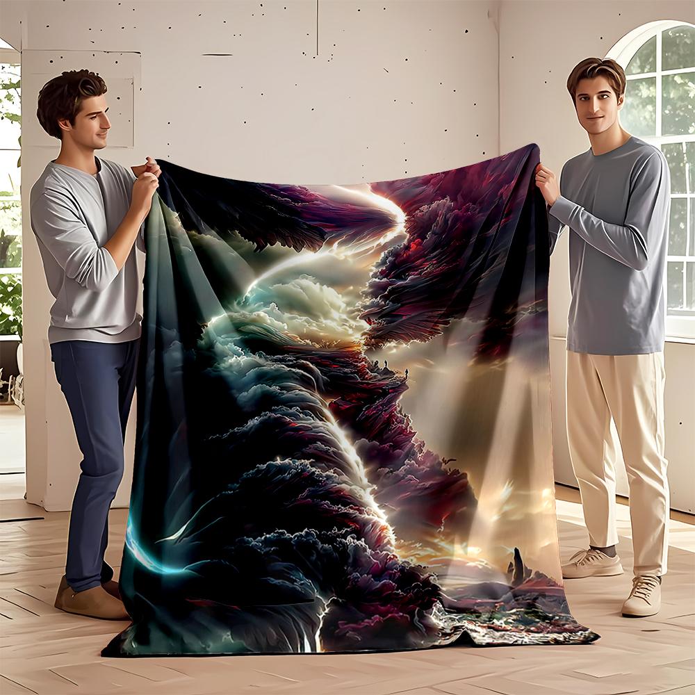 Surreal Landscape with Vibrant Abstract Clouds Flannel Blanket for Bedroom, Living Room, Sofa, and Nap Sofas.