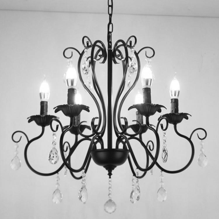Американская минималистичная хрустальная кованая железная подвесная лампа для гостиной, спальни и ресторана - Постмодернистский дизайн свечи