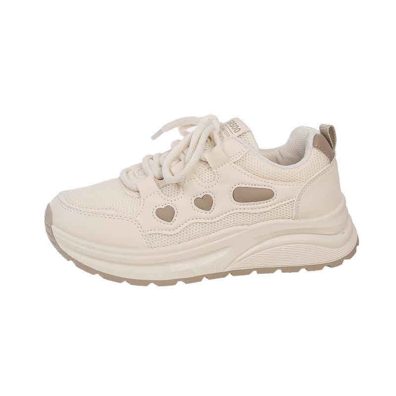 Foreign style thick-soled sports and leisure shoes women's shoes 2025 summer new versatile non-slip breathable mesh heightening white shoes