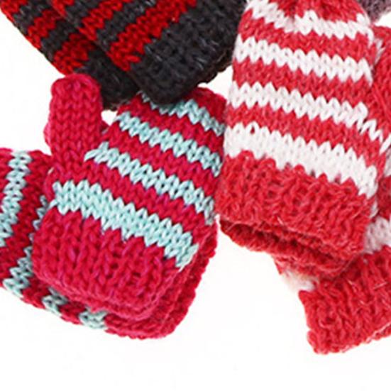2Pcs Delicate Miniature Glove Fine Workmanship Woolen Yarn Portable Dollhouse Mini Knitting Glove for Home