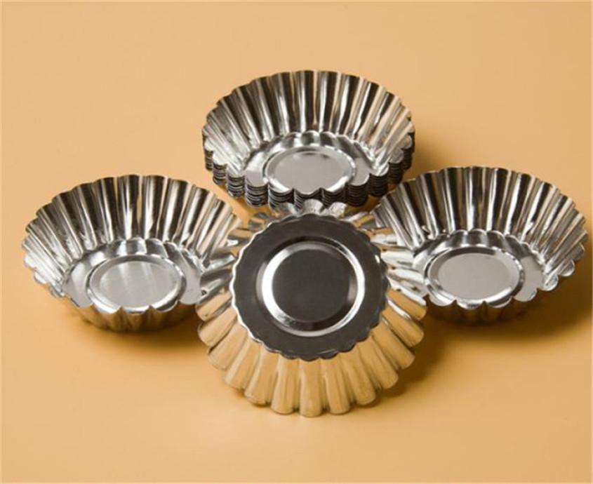 Reusable Cake Egg Tart Mold 10pcs/set 7cm Tinplate Flower  Kitchen Tools Baking Mould Silver Color