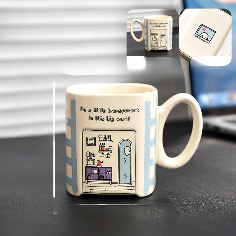 

Квадратная кружка керамическая креативный подарок для коллег и пар нишевый дизайн современный и простой 380ml