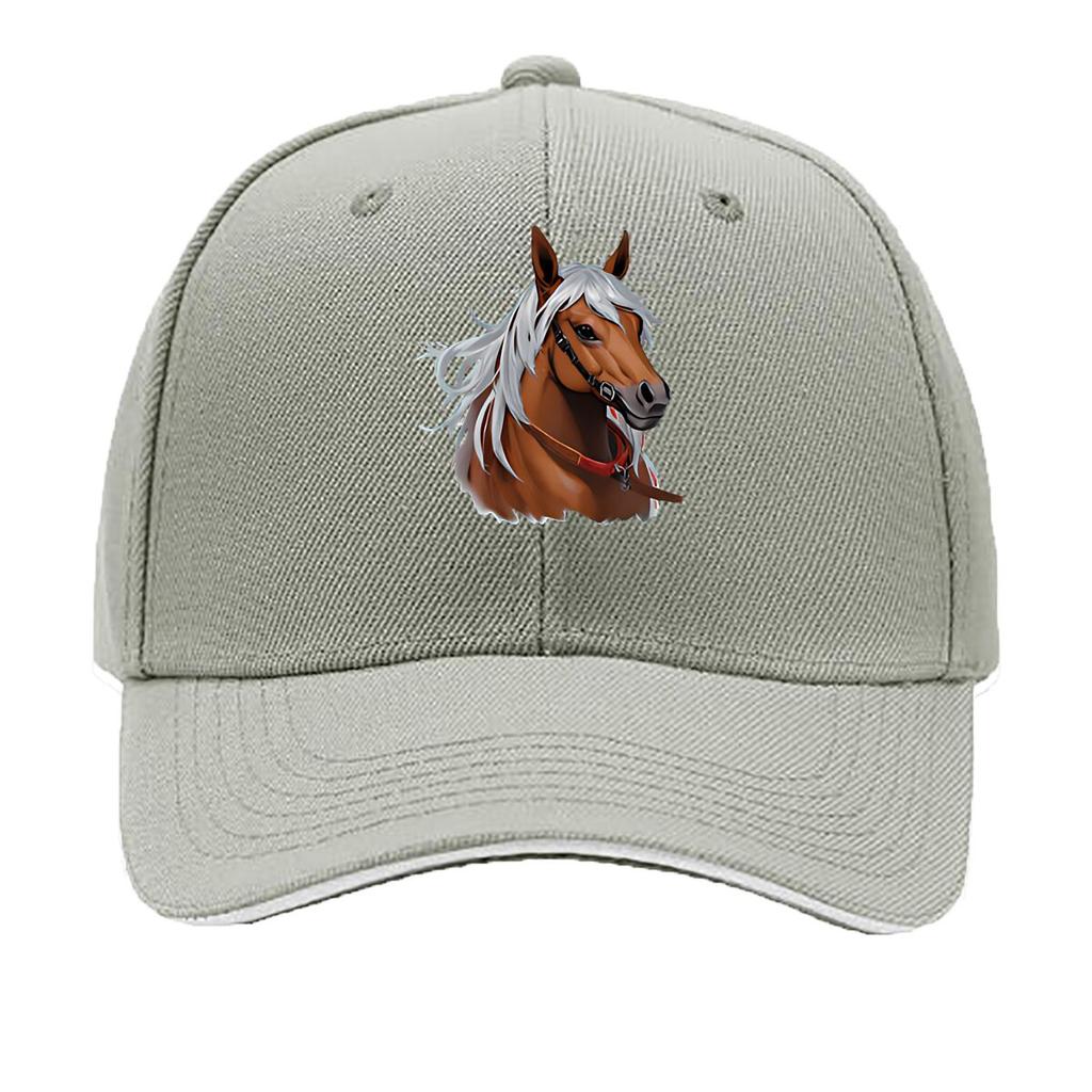 Brown Horse White Unisexe Wall Art Hip Hop Hat Fashion Outdoor Sports Sandwich Baseball Cap