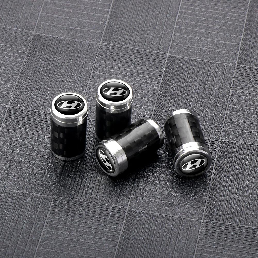 4pcs Car Carbon Fiber Wheel Tire Valve Caps Car Accessories For Hyundai Kona Accent Elantra I20 I30 Sonata NLine Azera GDI Ioniq TT31