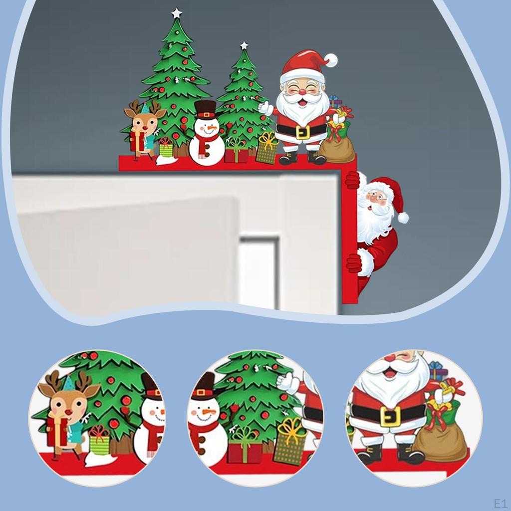 Vánoční dekorace rohu dveří Rám Sváteční dekorace Nástěnná Sněhulák Dřevěná ozdoba pro