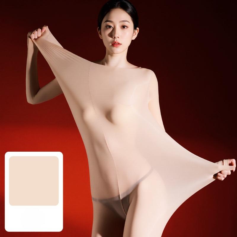 Stockings Jumpsuit Women Sexy Extra Large Thin Oil Shiny Glossy Pantyhose High Elastic Transparent Swimsuit Exotic Lingerie