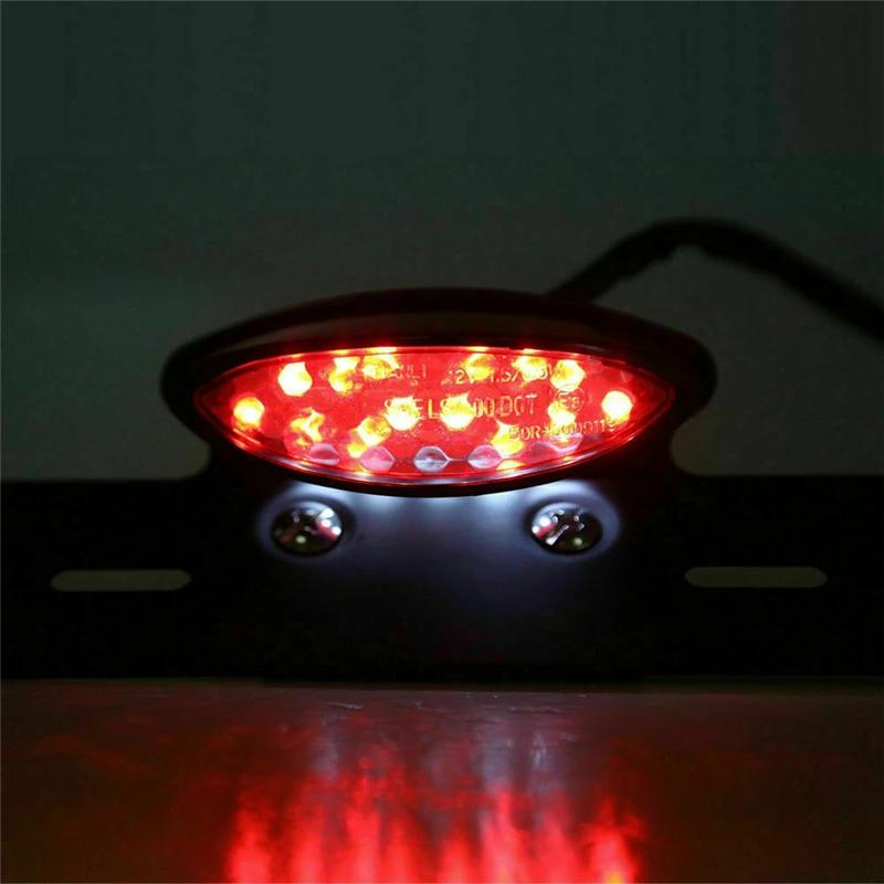 Motorcycle Chrome Integrated 12V LED Light Tail Brake Rear Brake License Plate Mount For Honda Cafe Racer