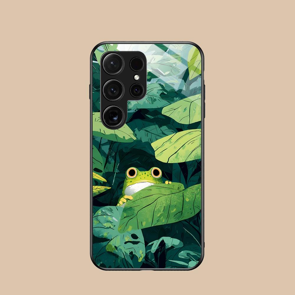 

Милый Чехол-Лягушка для Телефона Samsung Galaxy S26 S25 S24 S23 S22 S21 S20 Note20 Plus FE Ultra Стеклянная Защитная Крышка Galaxy Note20